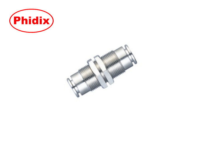 Konektor Pneumatik Semua Logam Tipe Insert Fittings Thread Union Bulkhead